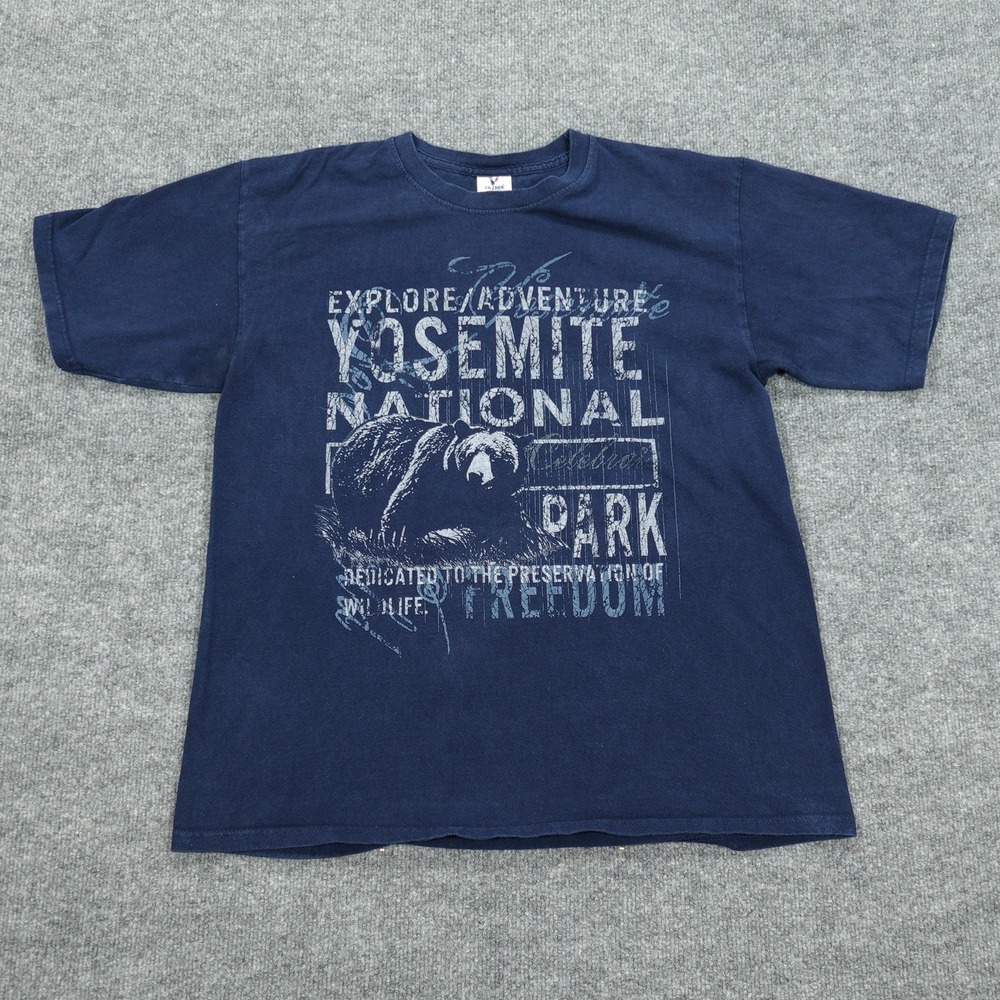 Yosemite National Park Shirt Mens Large Blue Short Sleeve Graphic Crew Neck